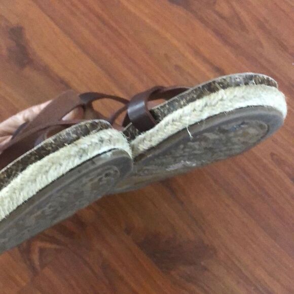 Esprit Brown leather strappy sandals with jute, 7.5. - Picture 4 of 7